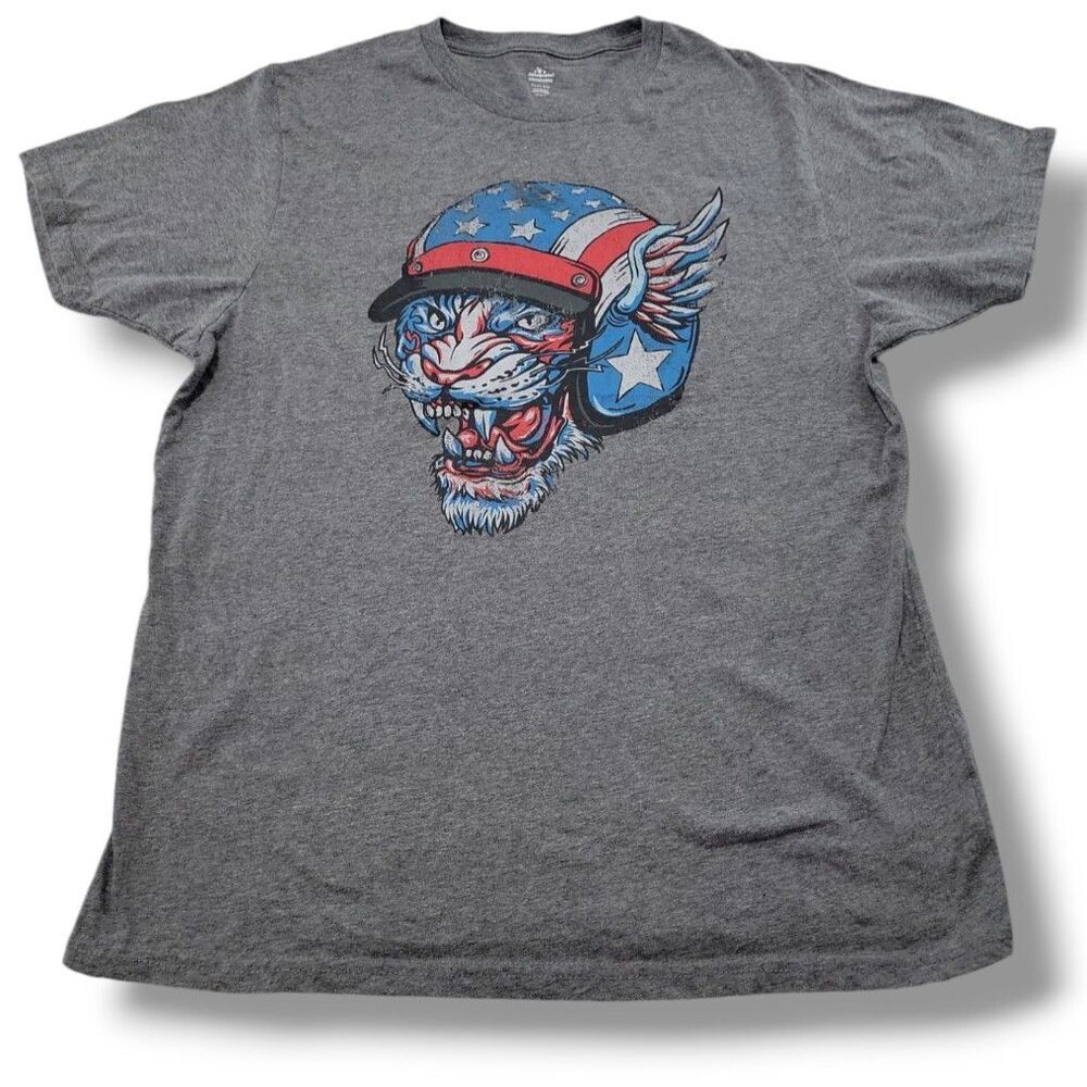Celebrate Patriotic Shirt Size Large American Flag Motorcycle Helmet Tiger Shirt